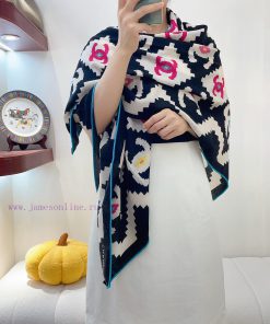 Chanel diamond patterned color blocked 140 cashmere square scarf is highly recommended by VIdtltt4o5