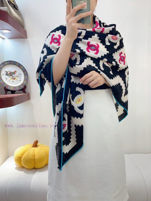 Chanel diamond patterned color blocked 140 cashmere square scarf is highly recommended by VIdtltt4o5