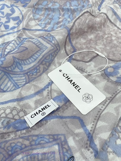 Elegant and noble CHANEL baby like soft touch embroidered color logo long scarf for customeritr8hxdr - Image 9