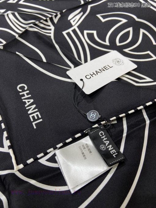 The new double C-line logo 90 double-sided same color printed silk square scarf is recommendu33361ha - Image 10
