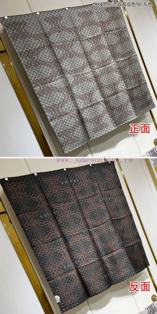 The new Celine CL polka dot logo double-sided two tone 90 silk square scarf is recommended fkl3trwlf - Image 3