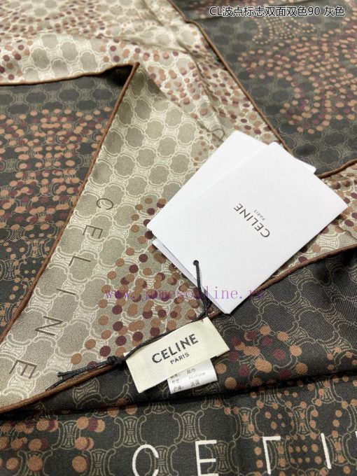 The new Celine CL polka dot logo double-sided two tone 90 silk square scarf is recommended fkl3trwlf - Image 10