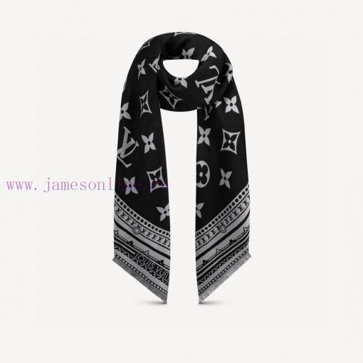 The Amazing Long Scarf features Monogram elements pieced together, referencing the intricatehpt4vcji