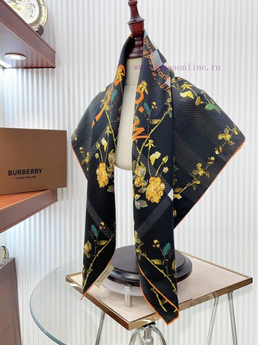 The original BURBERRYTB printed LOGO 90cm silk square scarf is a must-have for women with hiykto2n6j - Image 10