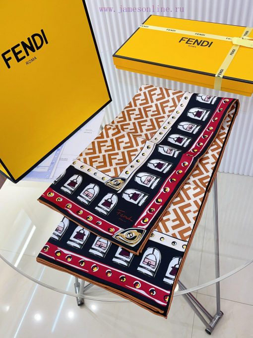 FD's latest flagship FF badge printed 90 silk square scarf is a perfect match for both vacatcirjkjbk - Image 3
