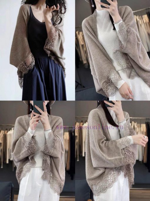 New Loro Piana Cattle LP Lace Edge Knitted Shawl Multi functional Shawl, can be wrapped as y49z5hb4e