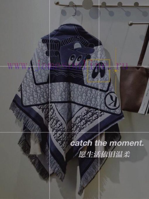 This shawl is a collaboration between Dior and artist Kenny Scharf, crafted from blue and piz9ovc298 - Image 3