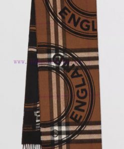 [Bur Montage Printed Cashmere Scarf] Latest Double sided Large Grid and Logo Pattern Cashmerzqr70c3c