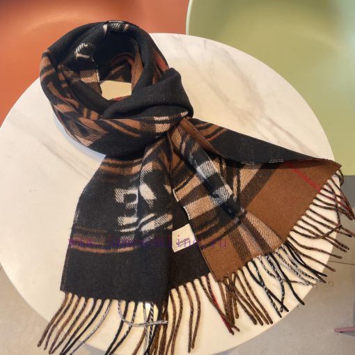 [Bur Montage Printed Cashmere Scarf] Latest Double sided Large Grid and Logo Pattern Cashmerzqr70c3c - Image 9