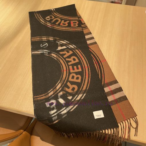 [Bur Montage Printed Cashmere Scarf] Latest Double sided Large Grid and Logo Pattern Cashmerzqr70c3c - Image 10