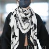 High end customized Chanel double-sided dual color cashmere square scarf, double C butterfly33fjnit1