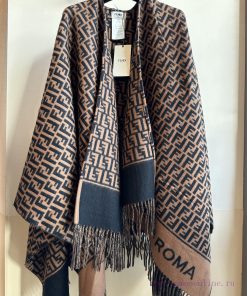 Fendi limited edition cape shawl made of heavyweight pure cashmere. This FF cape is Fendi's lb10xmq2