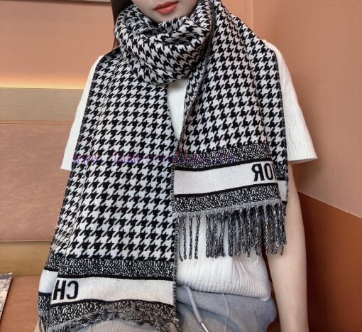 Dior (houndstooth black) high-quality ️ Dior printed long scarf ️ scarf and shawl dual-use, 8aai03ks - Image 9