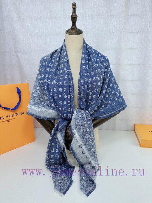 The original Denim Gradient shawl presents a gradient effect, resembling the unique texture ebbnce69 - Image 8