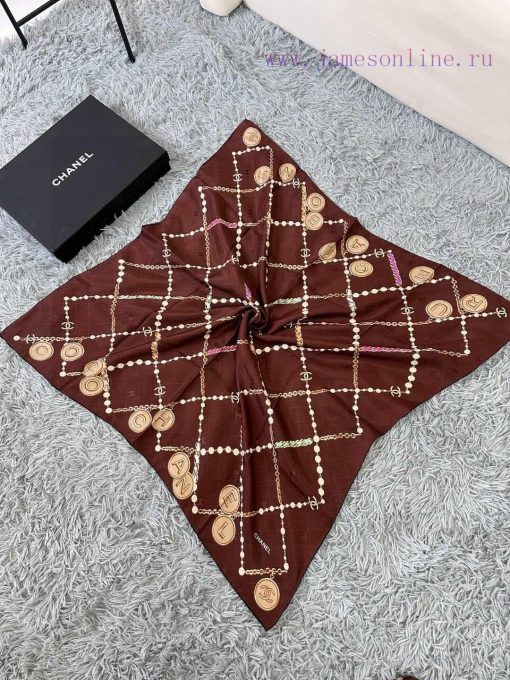 Chanel Pearl Dark Pattern Jacquard 90 Silk Square Scarf is a VIP recommendation to start quidl25yrpt - Image 5