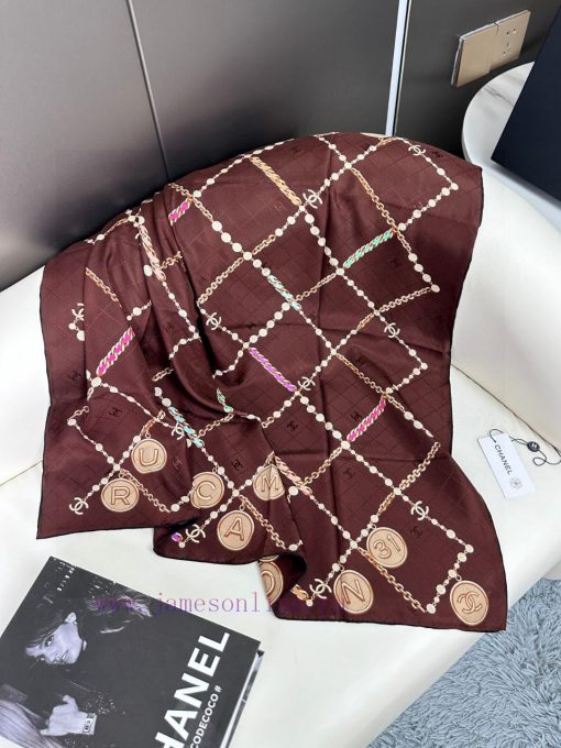 Chanel Pearl Dark Pattern Jacquard 90 Silk Square Scarf is a VIP recommendation to start quidl25yrpt - Image 6