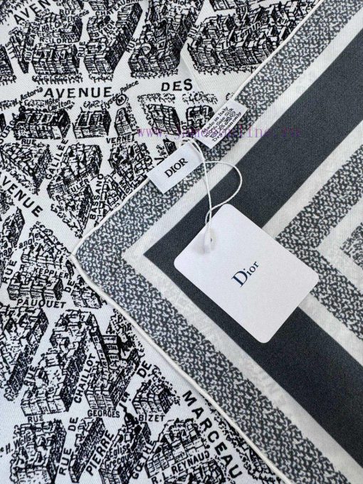 Paris map fabric made of real silkSize 90 * 90The color is black and white, and this square llvxch99 - Image 9
