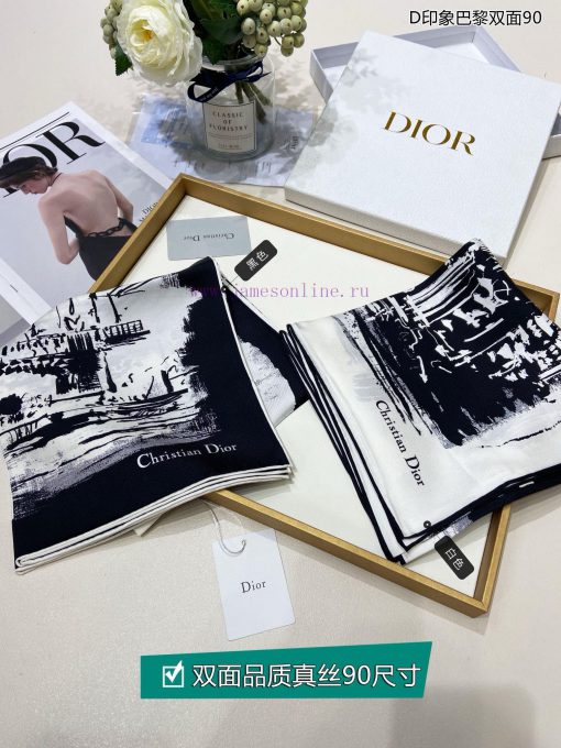 The latest flagship D-Impression Paris double-sided 90 double-sided same color silk square s745vz2qz - Image 4