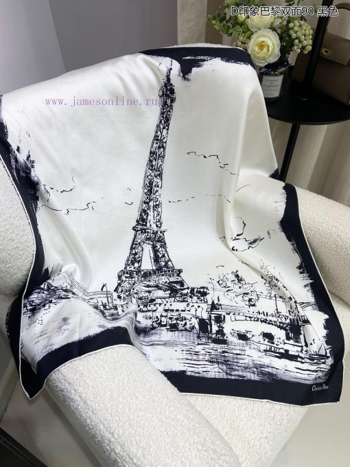 The latest flagship D-Impression Paris double-sided 90 double-sided same color silk square s745vz2qz - Image 10