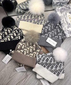 D Home Wool Set Hat - With Fox Hair Ball Classic Set Hat Scarf Material 70% Wool 30% Rabbit smuan9h3