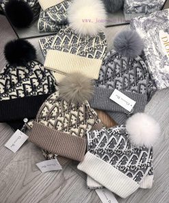D Home Wool Set Hat - With Fox Hair Ball Classic Set Hat Scarf Material 70% Wool 30% Rabbit 54j30qjc