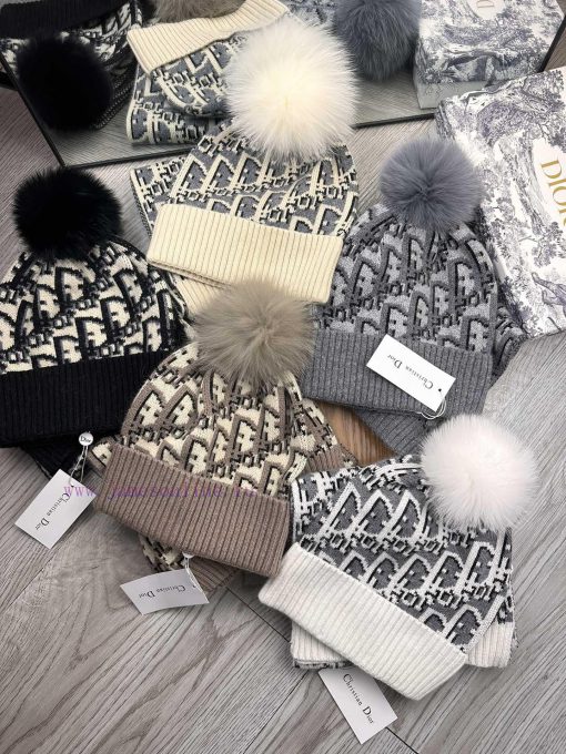 D Home Wool Set Hat - With Fox Hair Ball Classic Set Hat Scarf Material 70% Wool 30% Rabbit 54j30qjc - Image 2