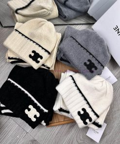 Celine Two Piece Set - Wool Hat Classic Set Hat Scarf 70% Wool+30% Rabbit Hair Warm and Supe79vdznla