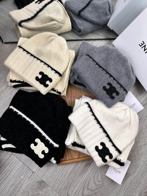 Celine Two Piece Set - Wool Hat Classic Set Hat Scarf 70% Wool+30% Rabbit Hair Warm and Supe79vdznla