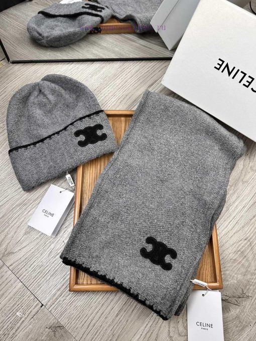 Celine Two Piece Set - Wool Hat Classic Set Hat Scarf 70% Wool+30% Rabbit Hair Warm and Supe79vdznla - Image 4