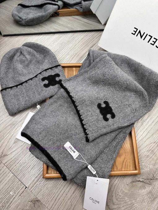Celine Two Piece Set - Wool Hat Classic Set Hat Scarf 70% Wool+30% Rabbit Hair Warm and Supe79vdznla - Image 5