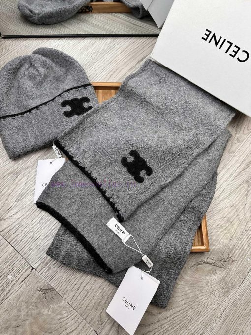 Celine Two Piece Set - Wool Hat Classic Set Hat Scarf 70% Wool+30% Rabbit Hair Warm and Supe79vdznla - Image 6