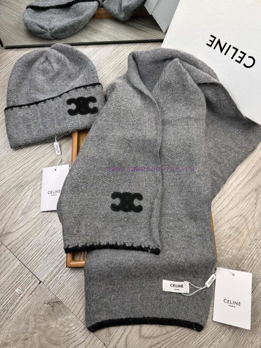Celine Two Piece Set - Wool Hat Classic Set Hat Scarf 70% Wool+30% Rabbit Hair Warm and Supe79vdznla - Image 7