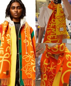 Beef LW color blocked cashmere long scarf 🧶 LOEWE 2023 The early autumn series has released d4a5h1w0