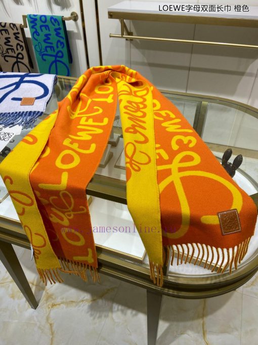Beef LW color blocked cashmere long scarf 🧶 LOEWE 2023 The early autumn series has released d4a5h1w0 - Image 9
