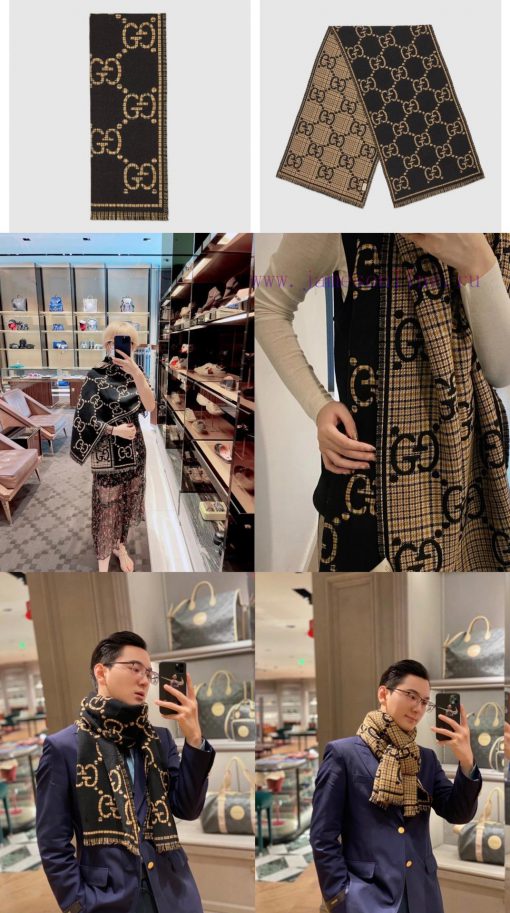 Gucci's new autumn and winter collection features GG fashionable retro double-sided wool scaoor4tnv6 - Image 2