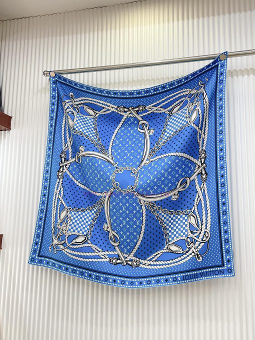 The new LV silk product with a large flower logo is a 90 inch silk square scarf. The Rising 49uhpy92 - Image 4