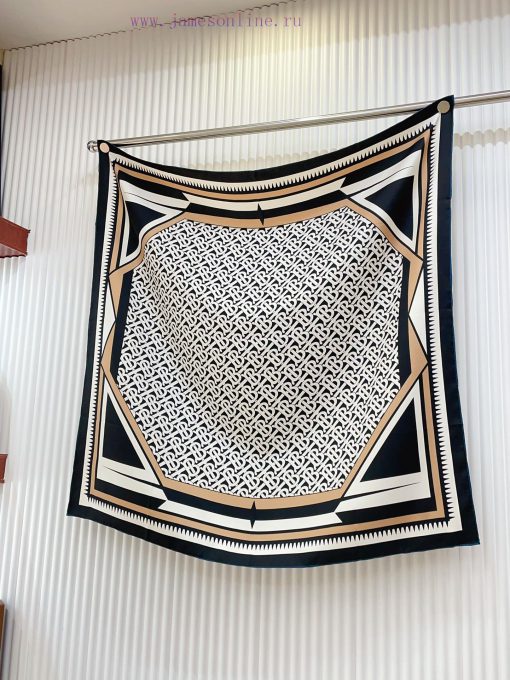 The original BURBERRYTB striped 90cm silk square scarf is a must-have for women with extremetv4bip00 - Image 5