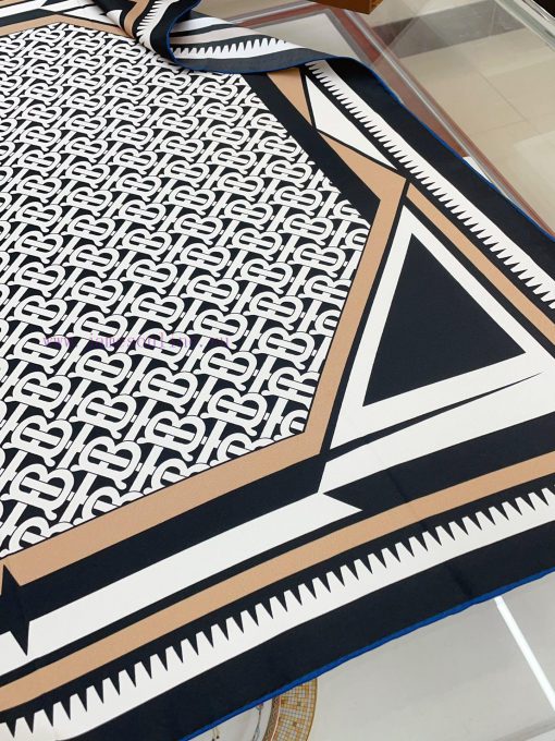 The original BURBERRYTB striped 90cm silk square scarf is a must-have for women with extremetv4bip00 - Image 7