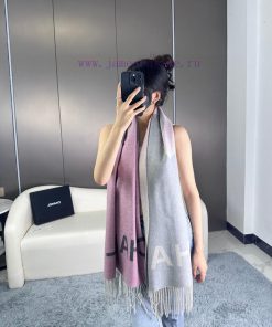Chanel Granny Cashmere Double sided Purple Natural Color and Deep Grey Transitional Gradiento92wtgl1
