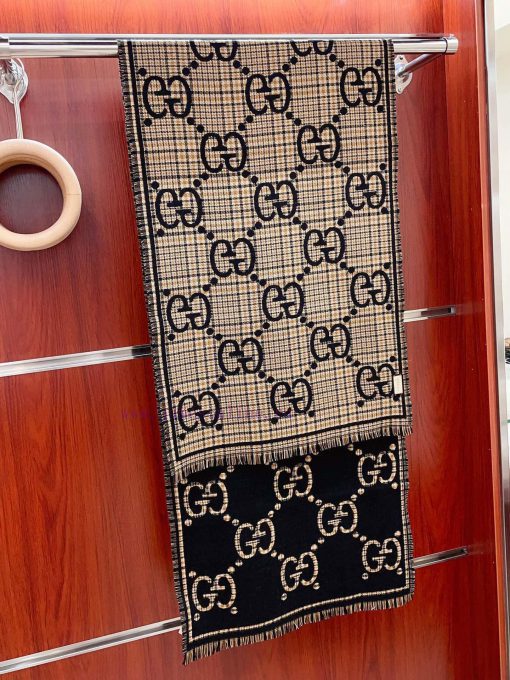 High quality Gucci checkered large G wool scarf | Another autumn and winter Rocket piece Cla2o72v416 - Image 6