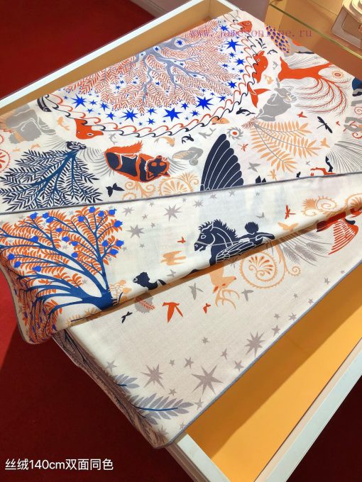 RHMS2457 Double sided Same Color Original Hermes 140cm Velvet Square Scarf The Magic of Orphupn3u6d1 - Image 7