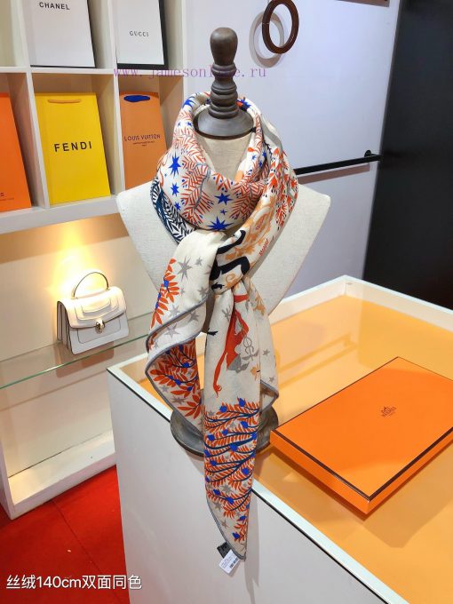 RHMS2457 Double sided Same Color Original Hermes 140cm Velvet Square Scarf The Magic of Orphupn3u6d1 - Image 10