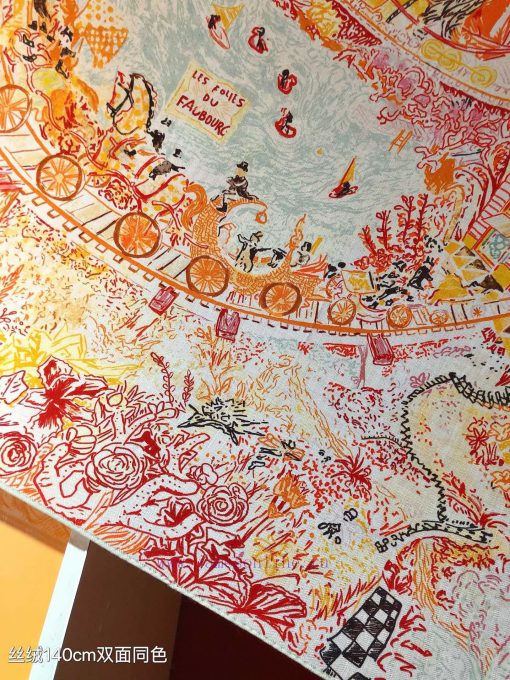 RHMS2471 Double sided Same Color Original Hermes 140cm Velvet Square Towel "Soaring Fortune izpt40tp - Image 3