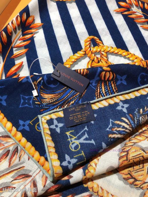RLV2421 original Lv140cm velvet square scarf, made of top-quality twill silk and cashmere ma5kc2rj5x - Image 7