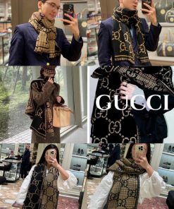 The classic GG pattern on the high-quality GG letter old flower double-sided long scarf is onlqaofae