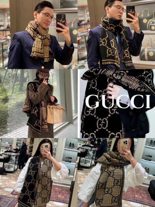 The classic GG pattern on the high-quality GG letter old flower double-sided long scarf is onlqaofae