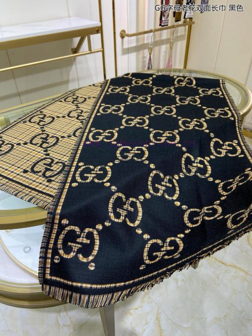 The classic GG pattern on the high-quality GG letter old flower double-sided long scarf is onlqaofae - Image 4