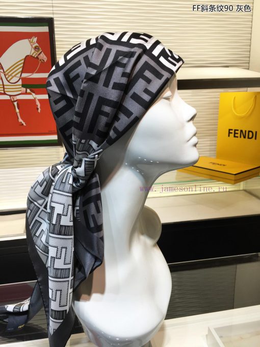FD's latest flagship FF diagonal striped 90 silk square scarf, which is very easy to match fpmy68nlg - Image 6