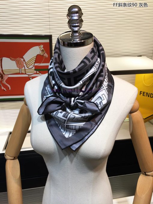 FD's latest flagship FF diagonal striped 90 silk square scarf, which is very easy to match fpmy68nlg - Image 7