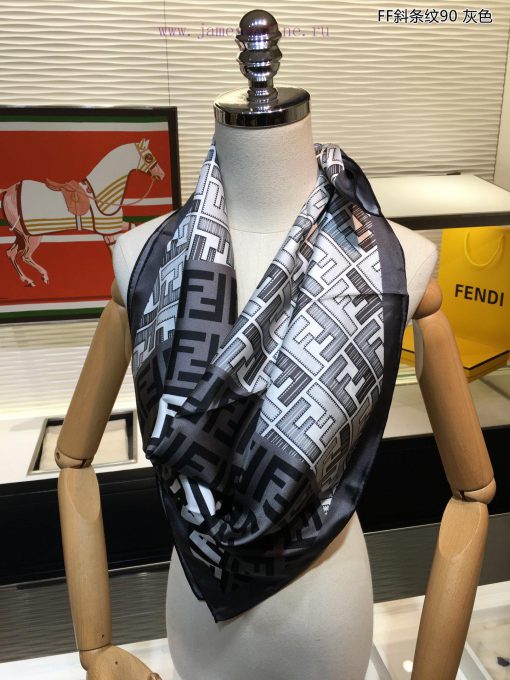 FD's latest flagship FF diagonal striped 90 silk square scarf, which is very easy to match fpmy68nlg - Image 8